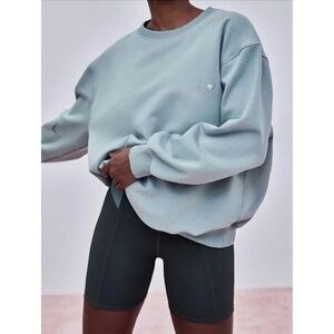 FOR LOVE AND LEMONS | Sage Green Embroidered Oversized Alex Sweatshirt | Size L